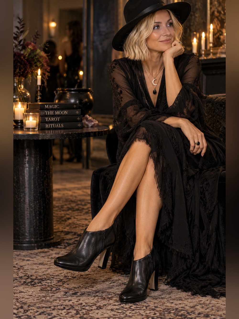 Black Leather High-Heel Booties made in Brazil- Wicked vibes 🪄